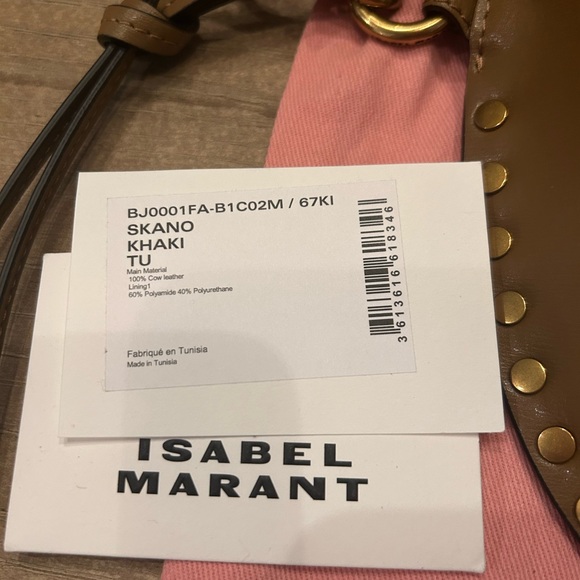 NWT Isabel Marant Skano leather stud crossbody bag in khaki - Picture 9 of 9